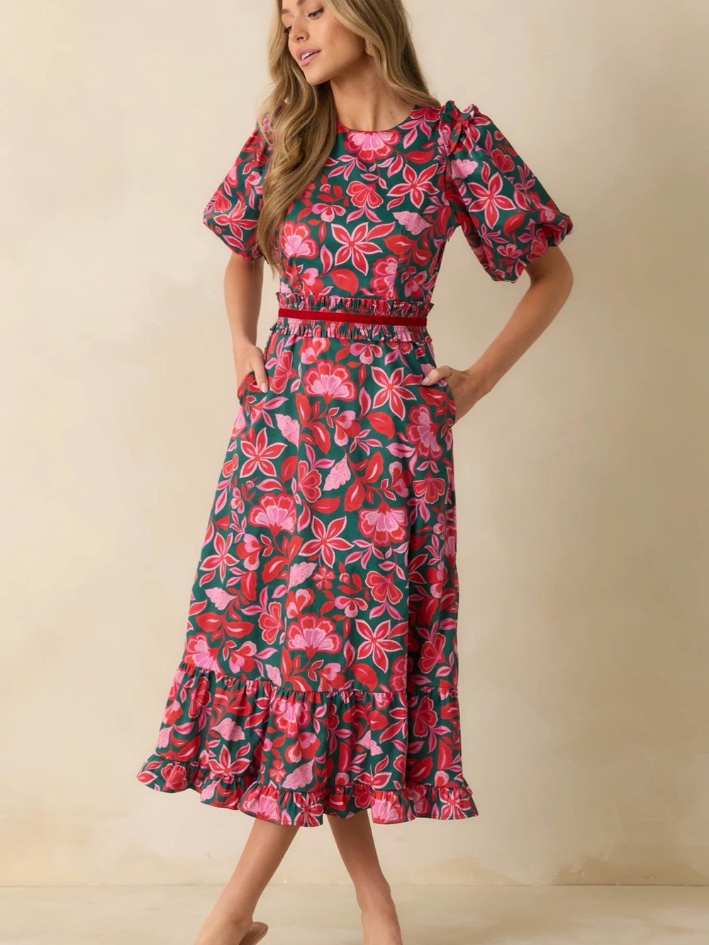 Prosperina Gold Label Puff-Sleeve Dress Size Medium NWT